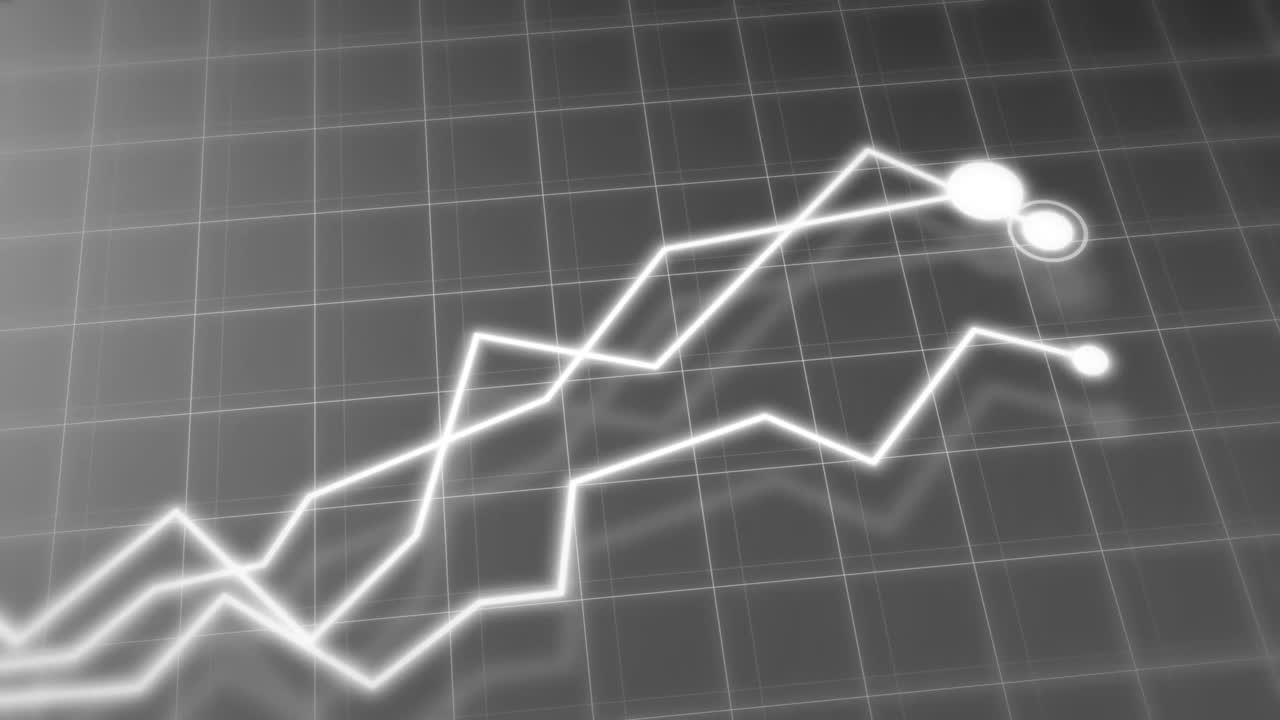 gráficos de gráficos de crecimiento blanqueados animación. ganancias de crecimiento de la empresa datos de éxito. gráficos de alta tecnología con cuadrícula. concepto de desarrollo de negocios.