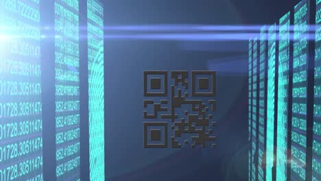 Qr-code-scanner-Mit-Neonelementen-Gegen-Bildschirme-Der-Datenverarbeitung