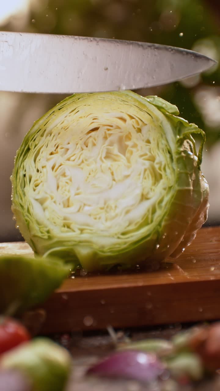 Freshly cut cabbage