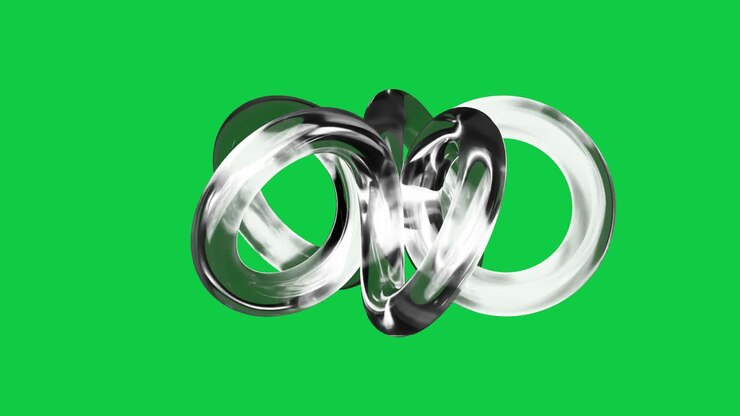 Abstract Reflective Glass Loop Rotating on Green Screen