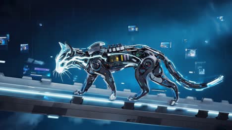 robotic cyberpunk cat