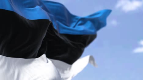 detalle de la bandera nacional de estonia ondeando en el viento en un día despejado