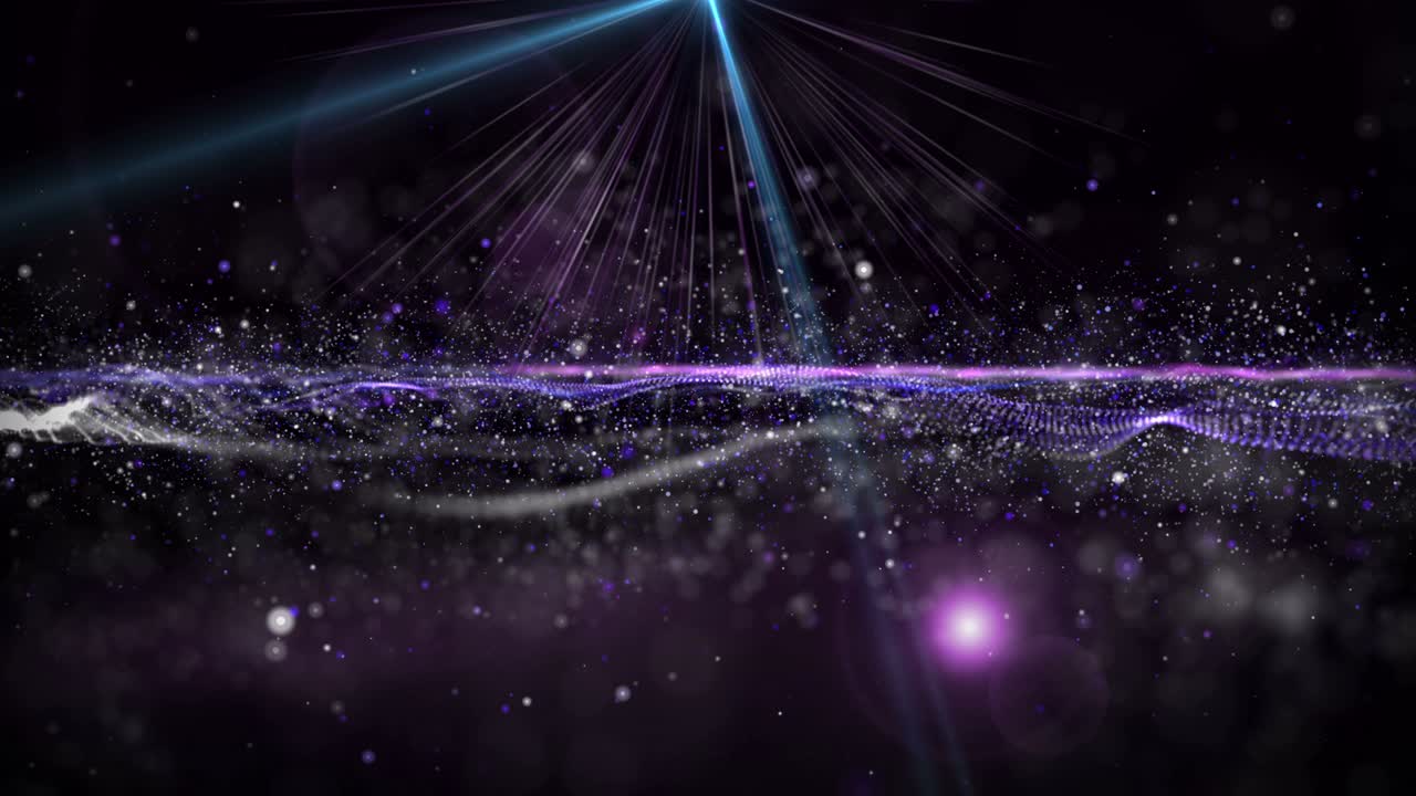 파동 물체와 반이는 입자를 느린 동작으로 가진 미래의 애니메이션, 4096x2304 루프 4k