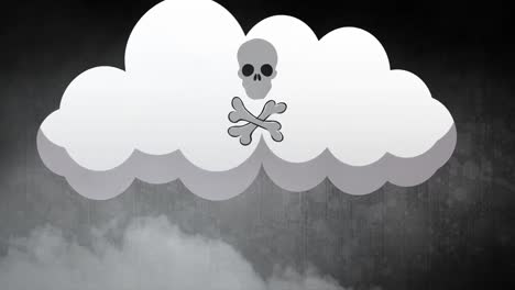 Animación-De-Nube-Y-Calavera-Sobre-Fondo-Negro