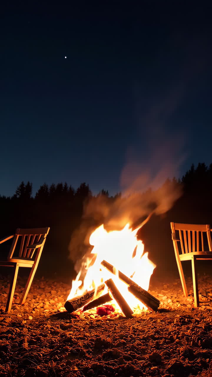 밤에 모닥불