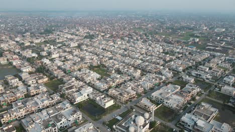 Aerial-view-an-old-and-modern-housing-society-in-Pakistan
