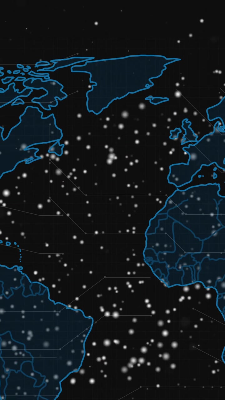 Animazione di un filamento di DNA sopra l'elaborazione dei dati e una mappa del mondo.