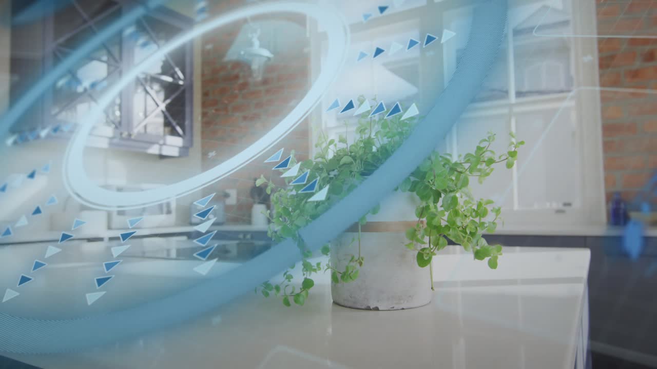 Translucent blue ring starting rotation and sweeping right, uncovering herb and loft background