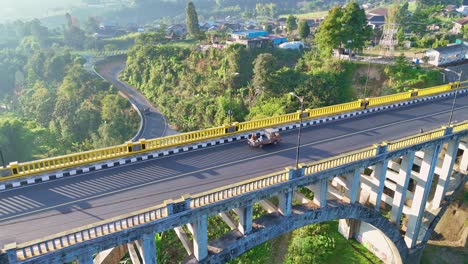 aerial view of sigandul bridge on temanggung, central java, indonesia. 4k drone video.