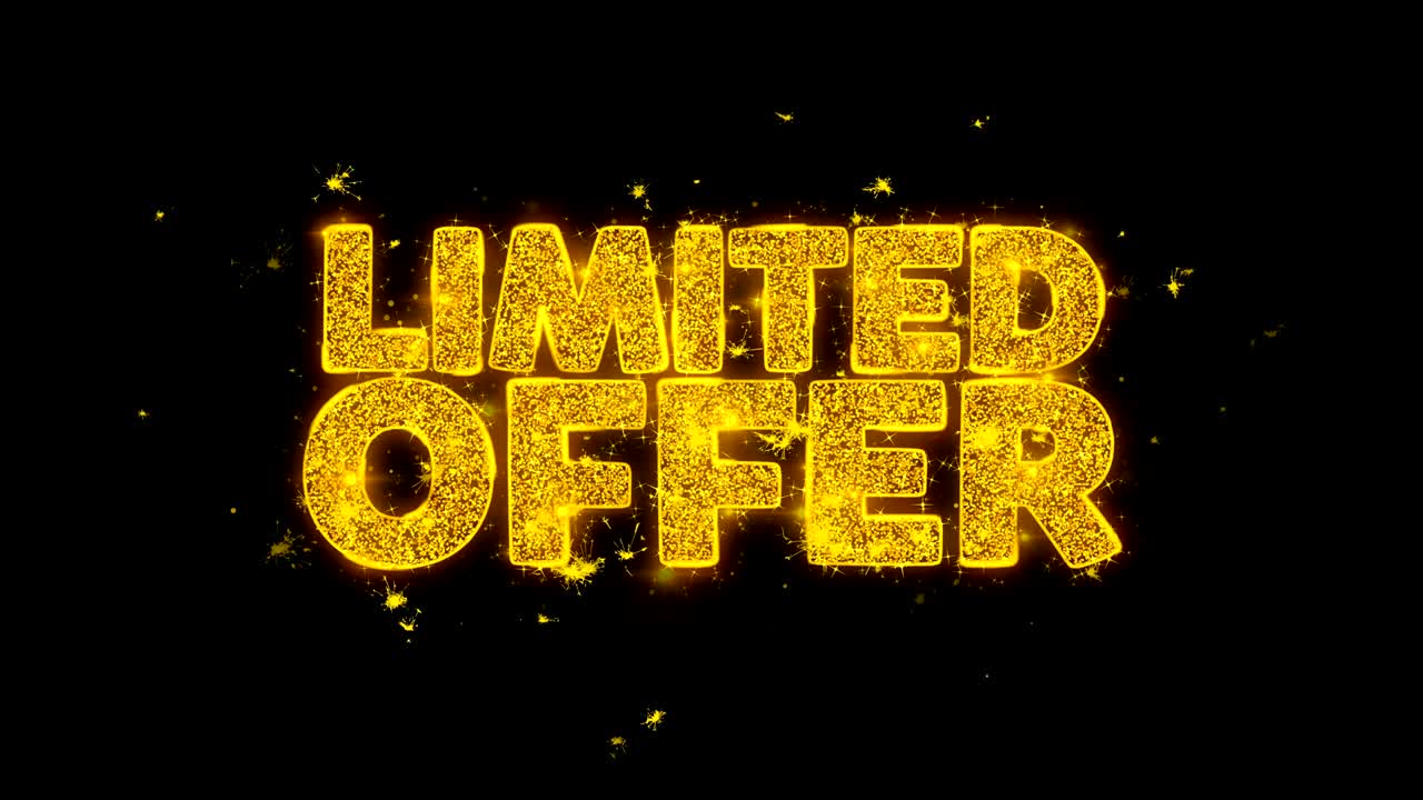 금색 입자로 쓰여진 타이포그래피는 불꽃놀이를 일으킨다.