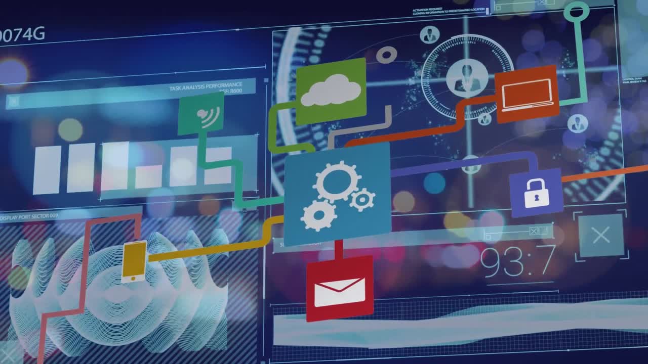 미디어 아이콘을 통해 데이터 처리의 애니메이션