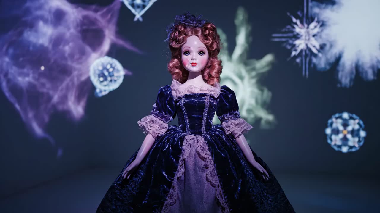 Vintage Porcelain Doll in Blue Dress