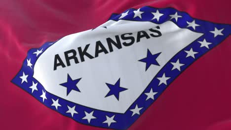 bandera del estado de arkansas, región de los estados unidos, ondeando en el viento - bucle