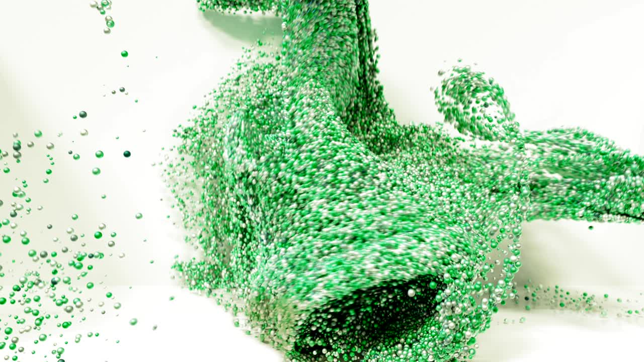 4k의 추상적인 입자 구는 빈 방을 채니다.