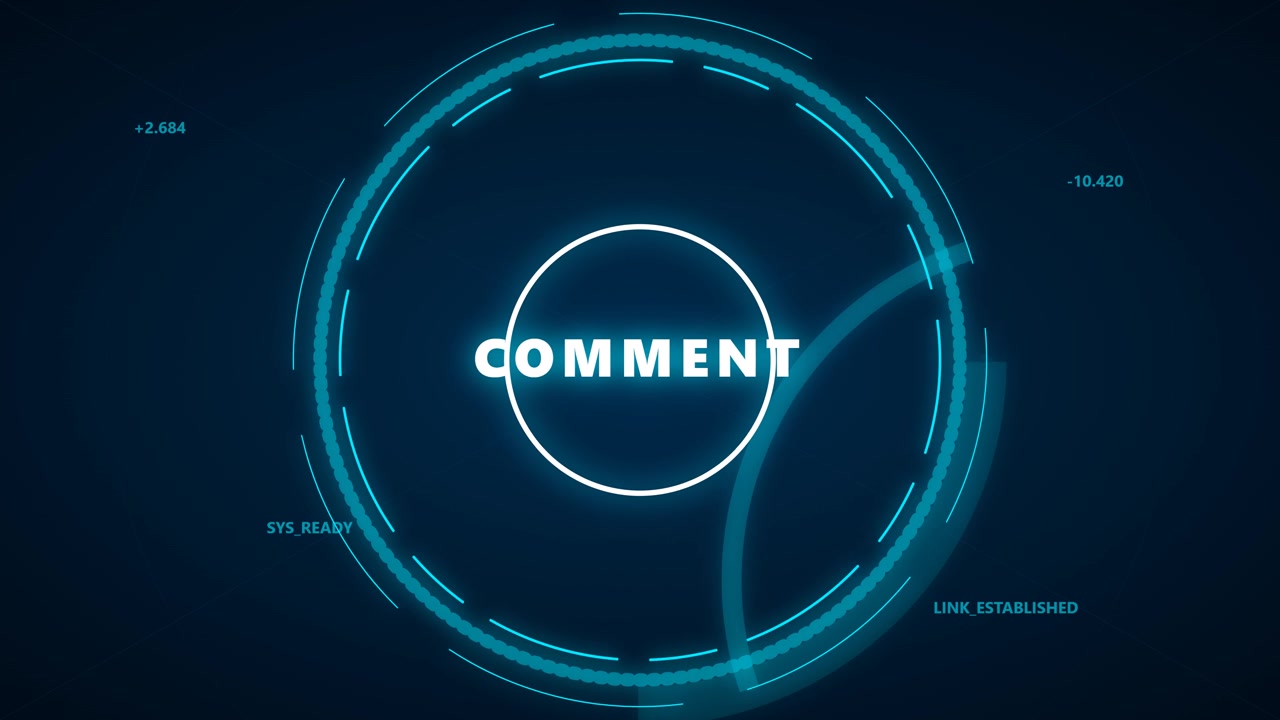 Digital Interface Displaying Comment Notification with Futuristic HUD Elements