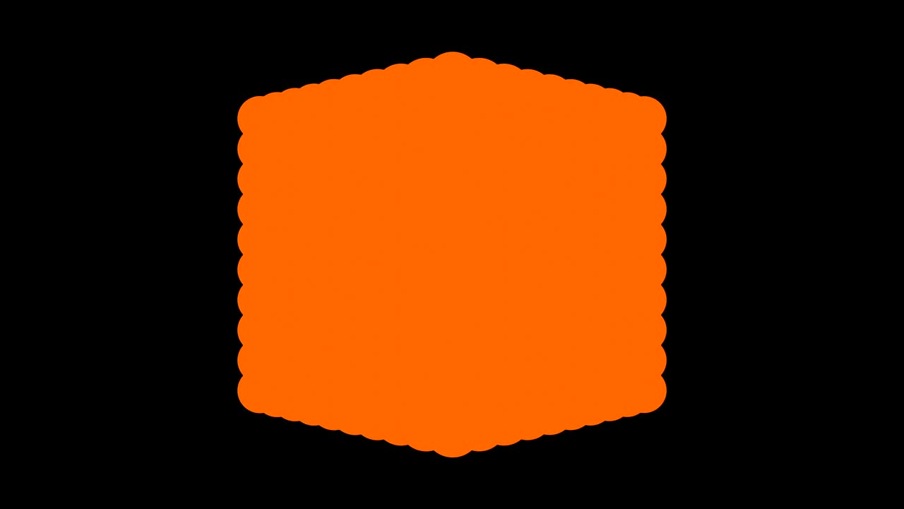 큰 오렌지색 큐브가 검은색 배경에 회전합니다.