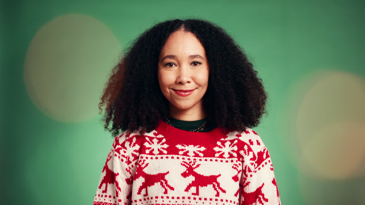 Portrait of a Woman in a Christmas Sweater
