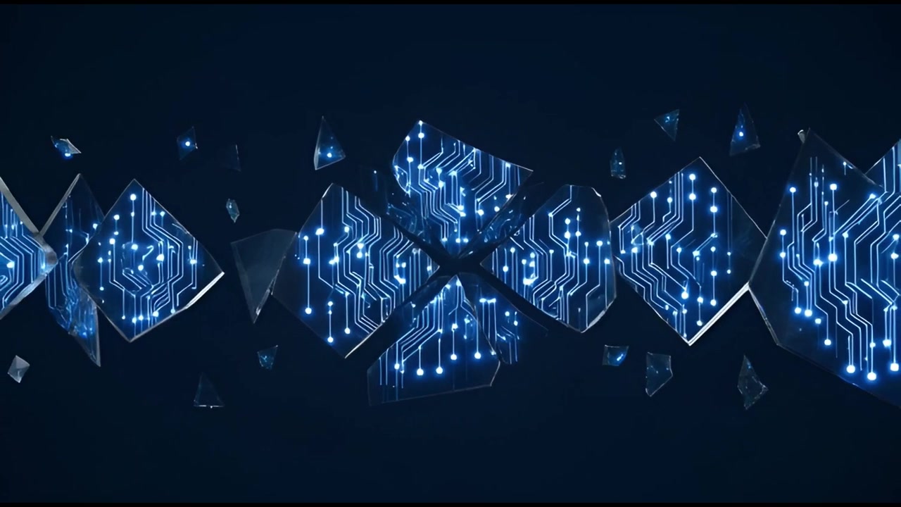 Futuristic Circuit Board Patterns Form on Reassembling Glass Shards