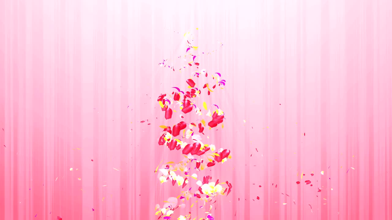 화려한 잎자루, 나선형 반이는 꽃잎, 꽃 모양, 예쁜 춤추는 꽃잎, 회전하는 꽃잎에서 소용돌이, 추상적인 루프 애니메이션.