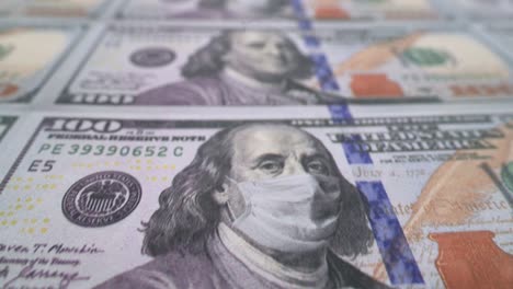 100 dólares en una máscara médica. la economía global durante la pandemia de covid-19. imágenes de alta calidad en 4k
