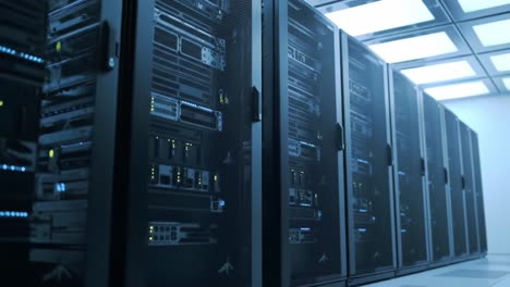 a detailed overview of a modern data center with high-tech servers and advanced networking equipment, showcasing efficiency and scalability in computing solutions