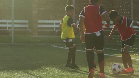 soccer kids playing in a sunny day