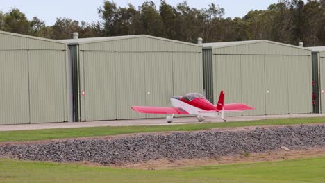 sequence of a small plane taxiing and taking off