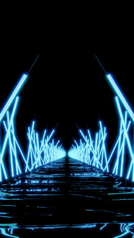 neon blue tunnel perspective