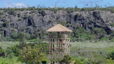 telephoto aerial observation tower, famous caribbean beach bahia de las aguilas