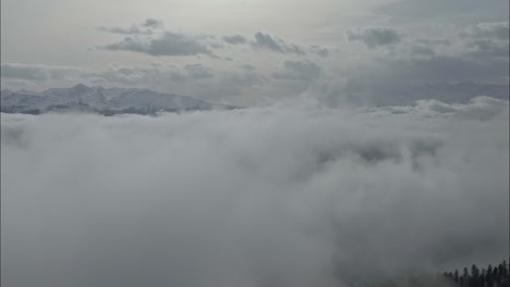 aerial view above clouds with dramatic cloud cover