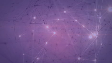 animación de la red de conexiones con luz brillante sobre fondo púrpura