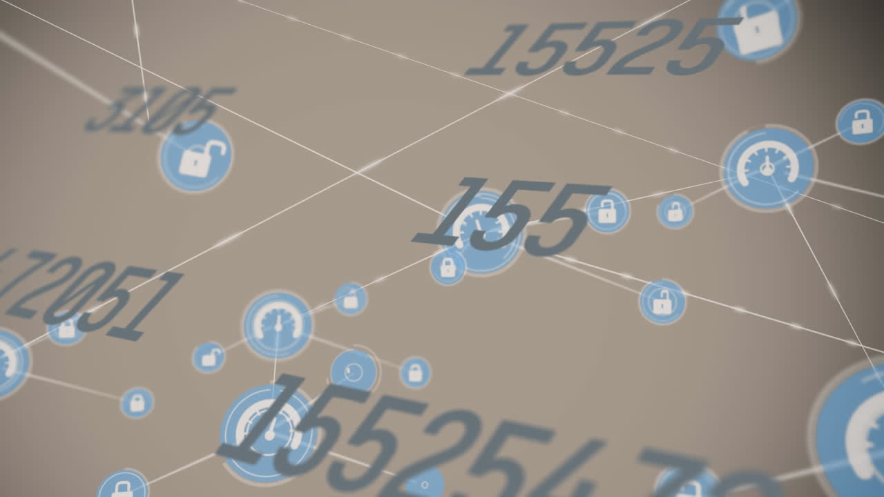 아이콘과 데이터 처리로 연결 네트워크의 애니메이션