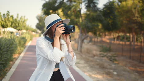 woman photographer in a park