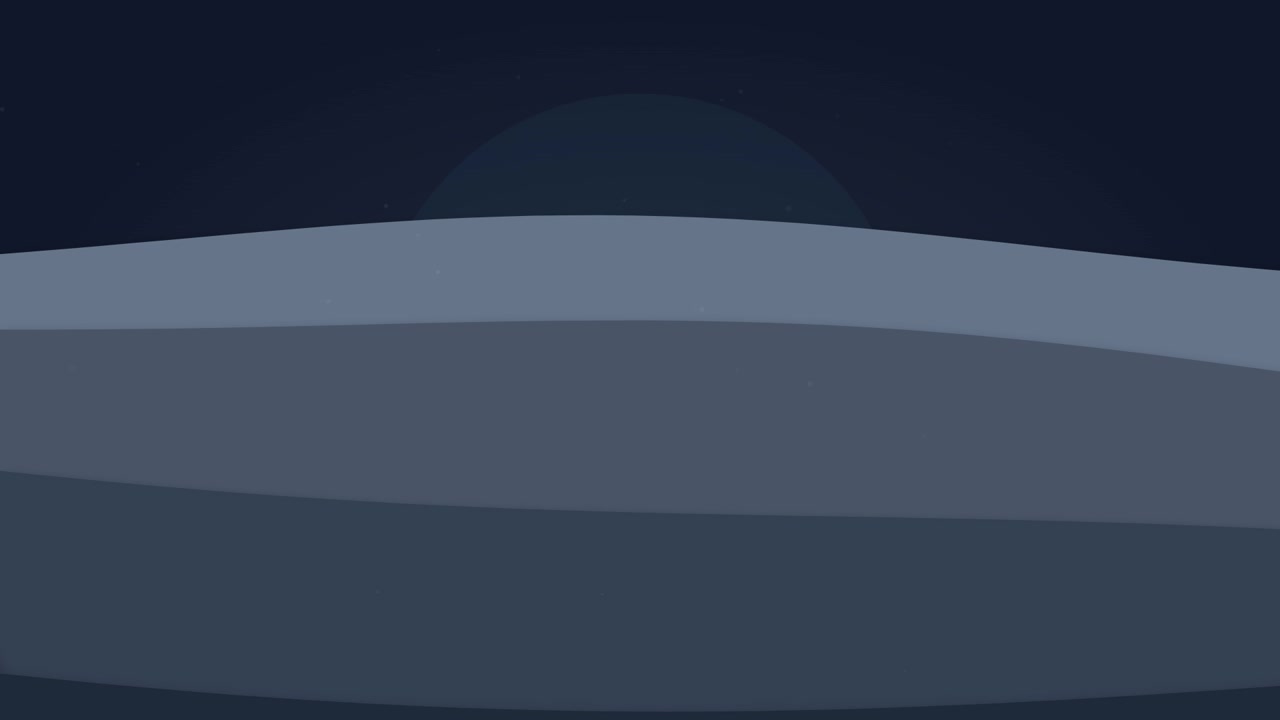 Minimalist Flat Illustration of Night Landscape with Rolling Hills