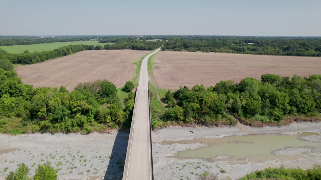 Aerial flight over the Sulphur River heading north on Highway 904. This was shot near Ladonia, Texas