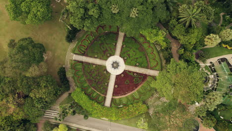 aerial view of symmetrical garden in kuala lumpur park