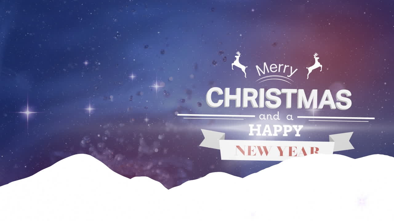 눈이 내리는 메리 크리스마스 텍스트의 애니메이션