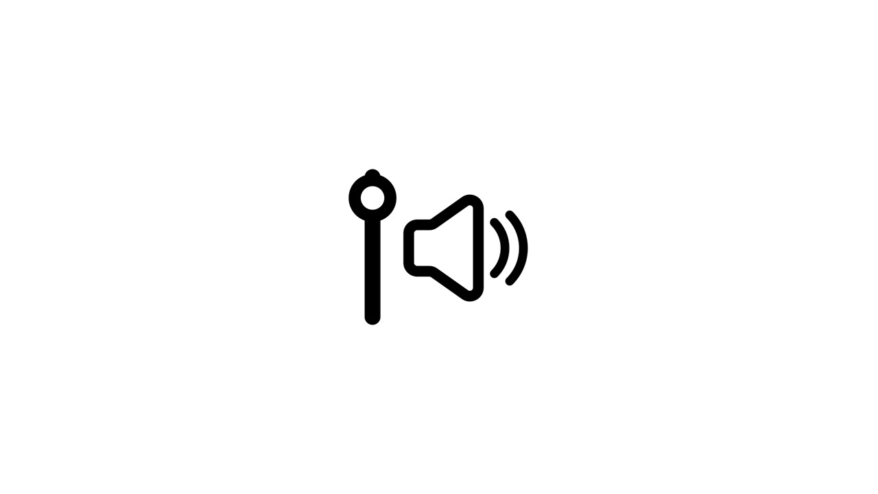Icona di altoparlante minimalista che mostra un'animazione di regolazione audio, isolata su sfondo bianco.