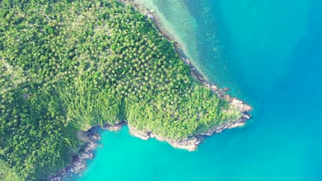 beautiful cliffs under the palm forest and rocky shore of thailand azure sea
