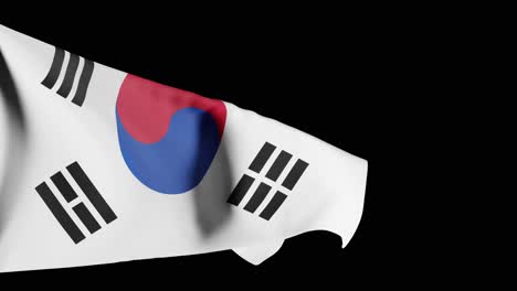 waving flag of south korea against solid black background