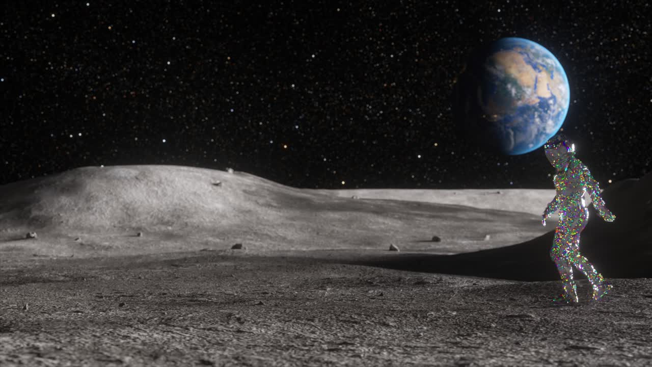 astronauta caminando sobre la luna