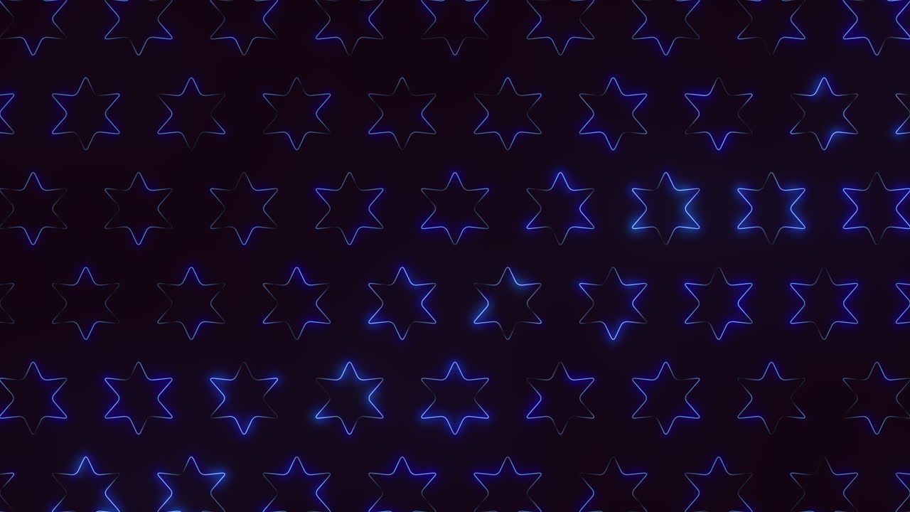 검은 바탕에 화려한 파란색과 보라색 별 패턴