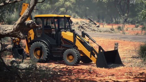 excavator tractor in bush forest