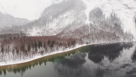 Aerial-drone-of-European-winter-lake---Graded