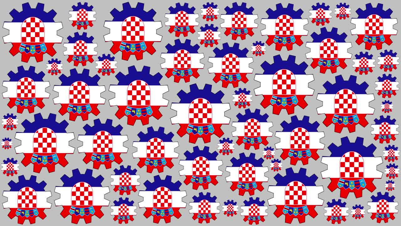 Croatian flag gears spinning background