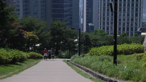 Menschen-Und-Touristen,-Die-Im-Namsan-Park-In-Seoul,-Südkorea,-Spazieren-Gehen-Und-Pendeln