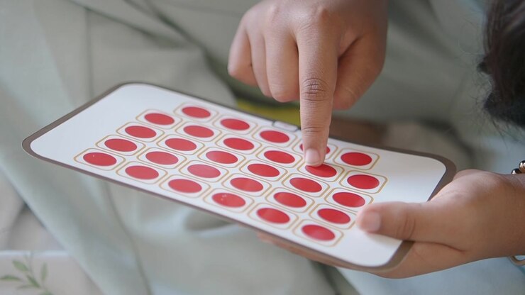 Person Interacting with a Flexible Digital Display