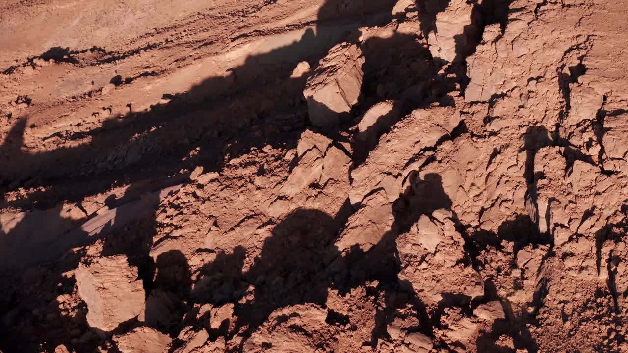 Drone top shot of rocky mountains in morocco deser