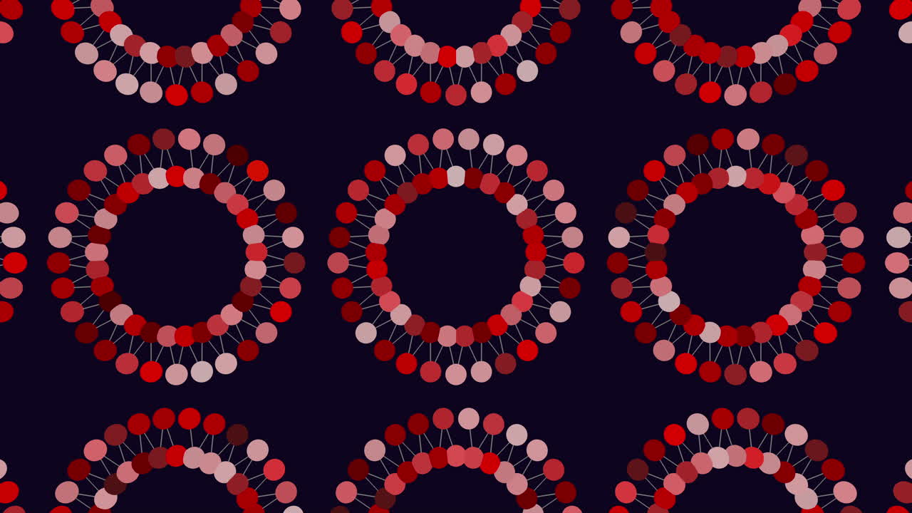 patrón circular de círculos rojos superpuestos en negro