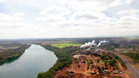 Aerial-view-on-biofuel,-sugarcane-and-ethanol-factory-3